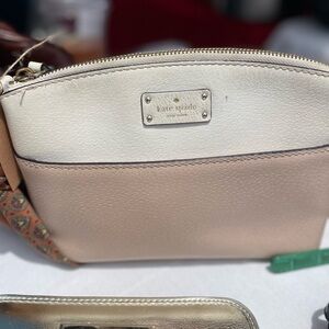 Kate Spade White and Tan Clutch with Structured Design